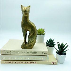 Antique Solid Brass Cat Figurine (book end)